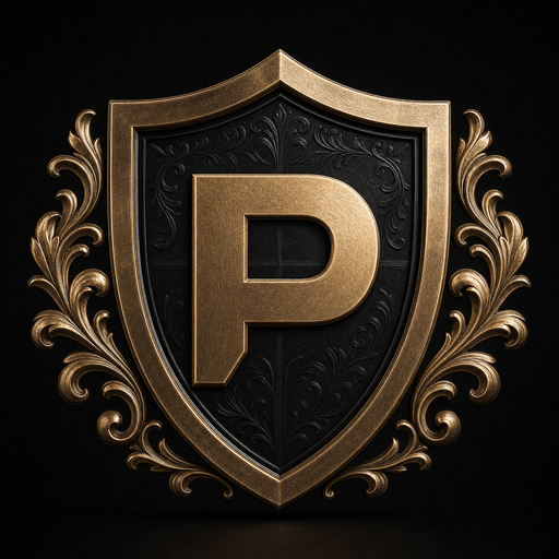 Prop Pilot black and gold shield crest
